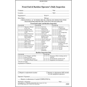 Front End Loader & Backhoe Inspection Report - Stock